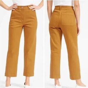 EVERLANE Cropped Straight Short Mustard Golden Brown Farmhouse Retro Jeans